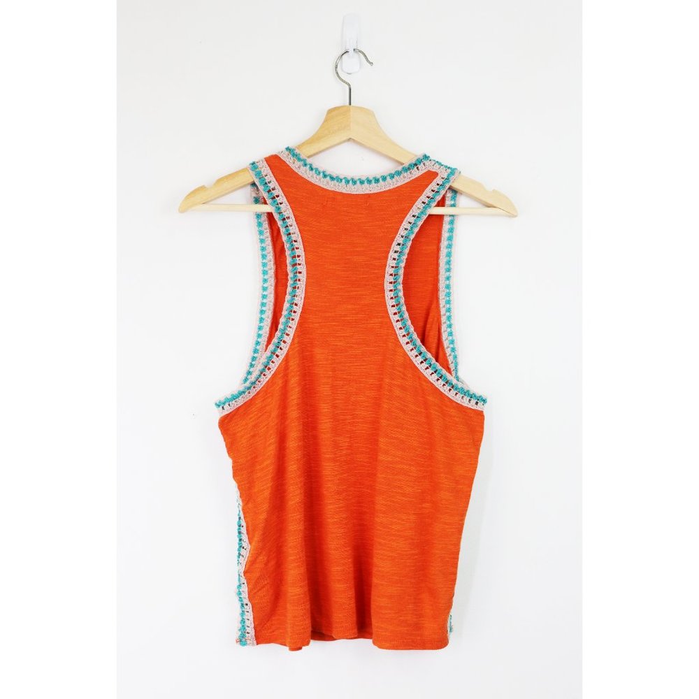 NWT Free People Bora Bora Crochet Racerback Tank Top Bird of Paradise Orange M - Picture 7 of 9